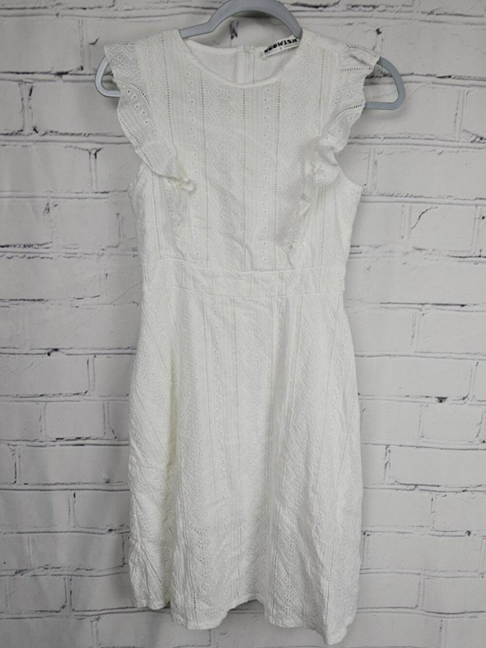 Ecowish White Cotton Eyelet Dress Ruffled Sleeves Beach Wedding Womens S Event
